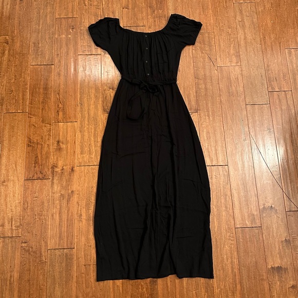 ASOS Off the Shoulder Black Maxi Dress Sz 4 - Picture 1 of 12